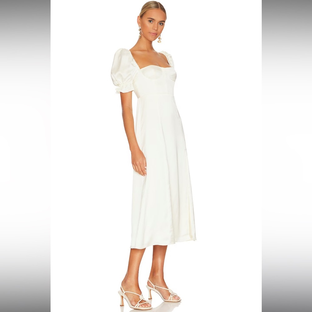 🎉LAST PIECE 🎉WE WORE WHAT Poplin Puff Sleeve Midi Dress - Picture 9 of 11